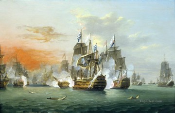 Thomas Luny La Batalla de Los Santos Batallas Navales Pinturas al óleo